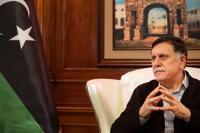 Faïez Sarraj, président du conseil présidentiel et premier ministre du gouvernement d'union nationale de Libye. Dans son bureau à Tripoli, le 20 avril 2019.