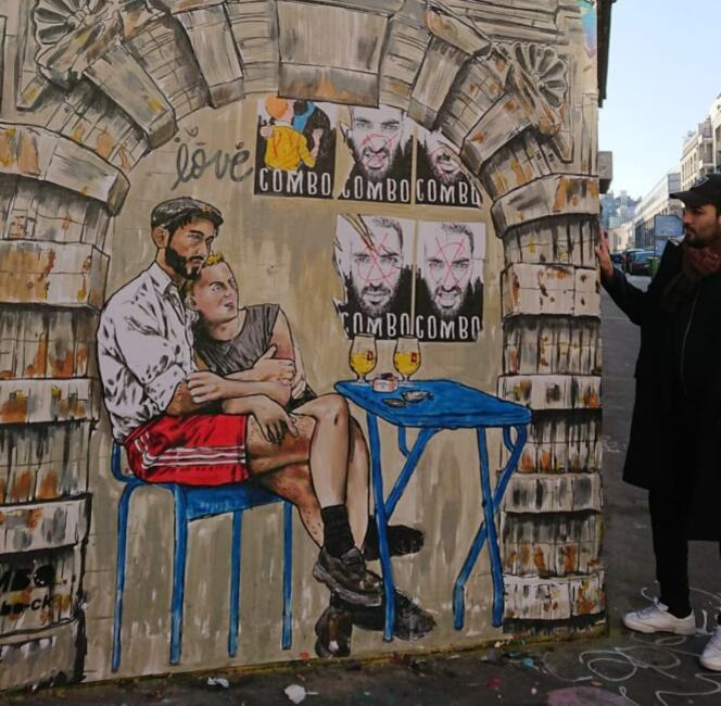 La fresque de Combo, dans le 13e arrondissement de Paris, avant d’être peinturlurée en noir.