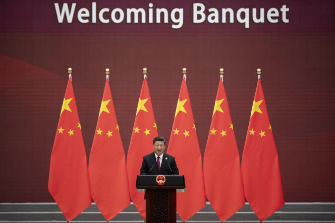 Le président chinois Xi Jinping s’exprime lors du banquet d’accueil du deuxième sommet consacré à l’initiative «La ceinture et la route » (Belt and Road Initiative), à Pékin le 26 avril.
