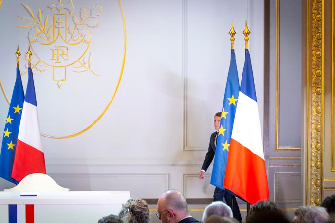 Le président Emmanuel Macron lors d’une conférence de presse à l’Elysée à Paris, le 25 avril.