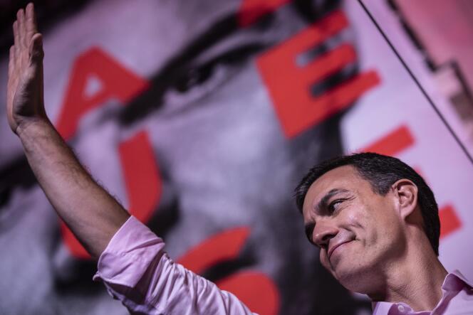 Le premier ministre espagnol et chef de file du parti socialiste (PSOE) Pedro Sanchez, le 28 avril 2019, à Madrid.