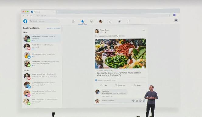 Mark Zuckerberg présente la nouvelle interface de Facebook lors de Facebook F8, le 30 avril, à San Jose (Californie).