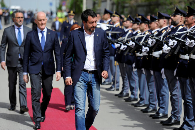 Le ministre italien de l’intérieur, Matteo Salvini, à Corleone en Sicile, le 25 avril.