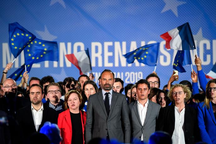 Edouard Philippe et Nathalie Loiseau lors d’un événement de campagne en amont des élections européennes, à Caen (Normandie), le 6 mai.