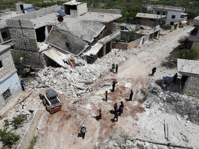 Le village bombardé d’Ibdita, dans la province d’Idlib, le 8 mai.