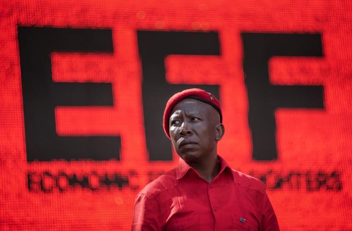 Julius Malema, leader des Combattants pour la liberté économique (EFF), lors d’un meeting à Soweto, en Afrique du Sud, le 5 mai 2019.