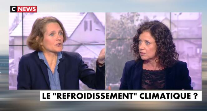 Capture d’écran de l’émission « L’Heure des pros », sur CNews, du lundi 6 mai, où ont débattu l’écologiste Claire Nouvian et l’éditorialiste Elisabeth Lévy.