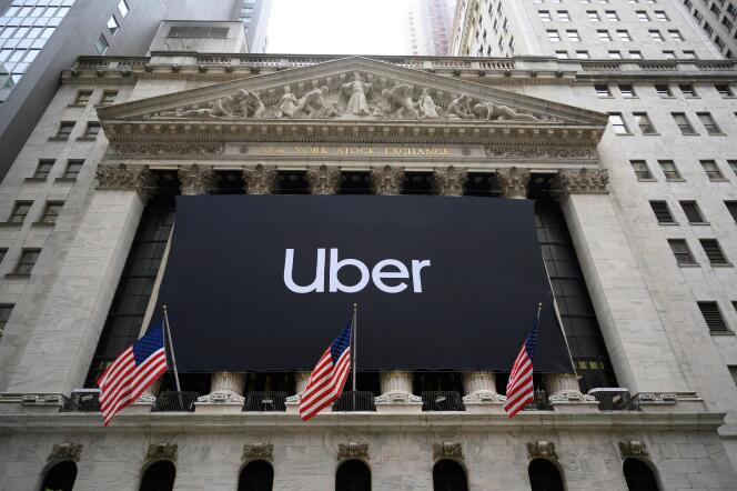 La bannière d’Uber sur la Bourse de Wall Street.