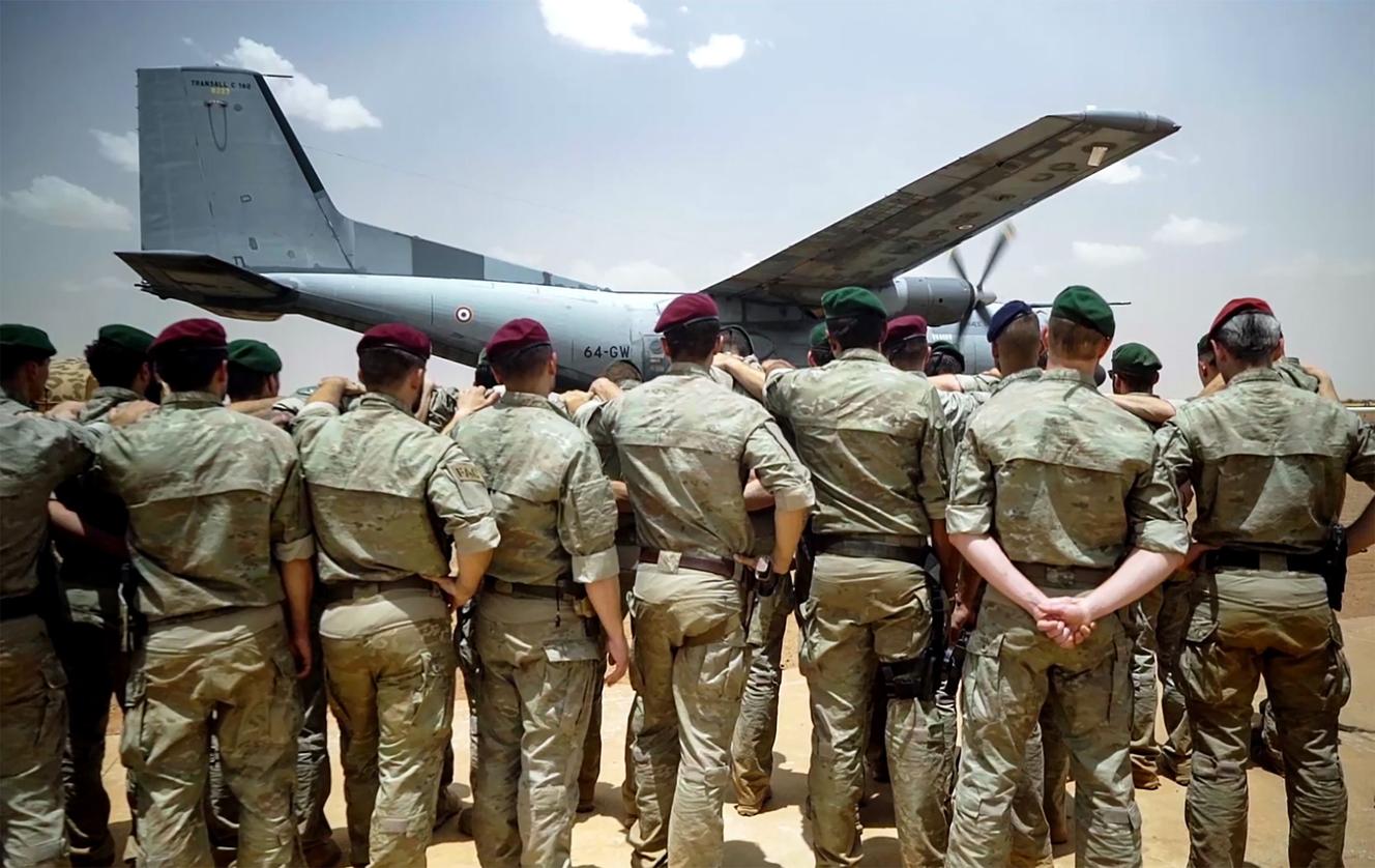 Os soldados da operación Barkhane, nun vídeo emitido polos franceses Exército o 13 de maio.
