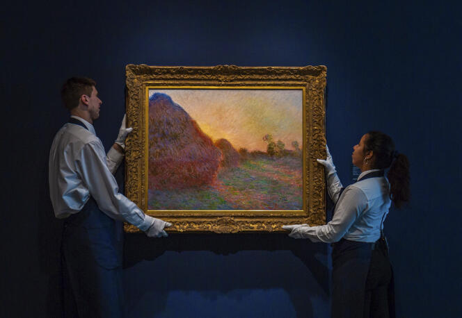 La toile de la série des « Meules » de Claude Monet qui a été adjugée 110,7 millions de dollars lors d’une vente organisée par la maison Sotheby’s à New York.