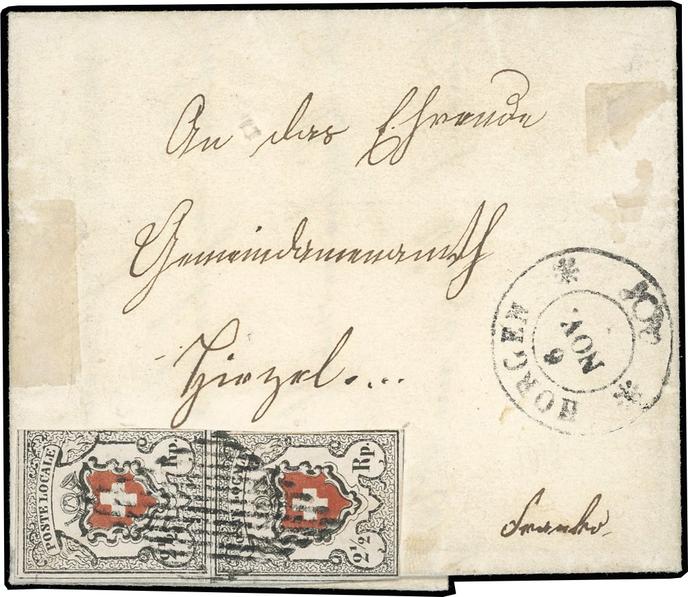 Poste locale suisse (1850-1854): 65 000 euros minimum.
