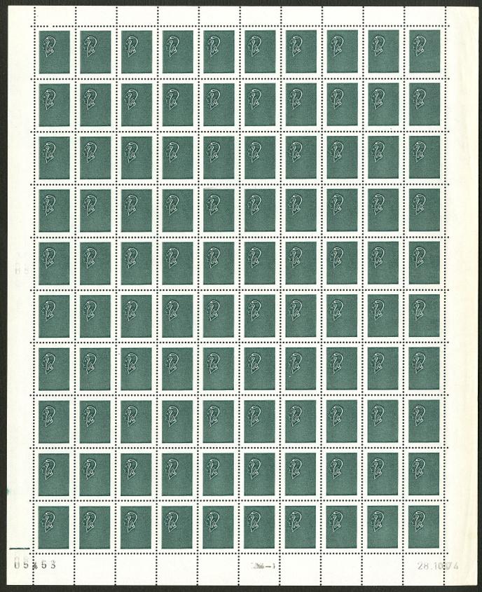 Mise à prix 10 000 euros pour cette feuille de projet d’un timbre d’usage courant daté de 1974, créé par Pierre Béquet.