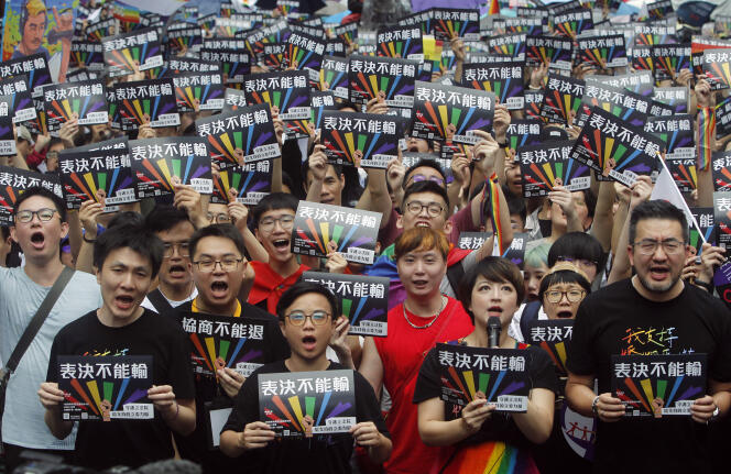 Mobilisation en faveur du mariage homosexuel à Taïwan, le 17 mai.