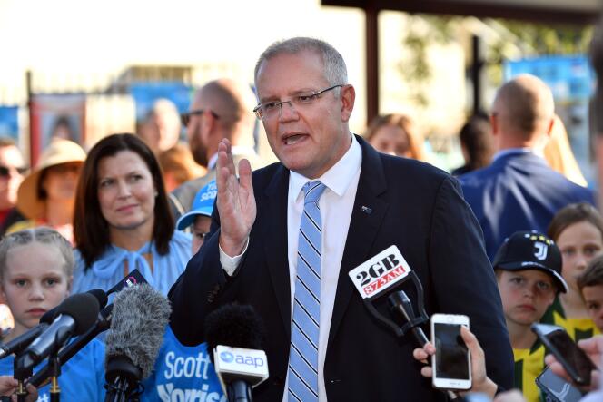 Le premier ministre australien, Scott Morrison, samedi 18 mai, à Sydney.