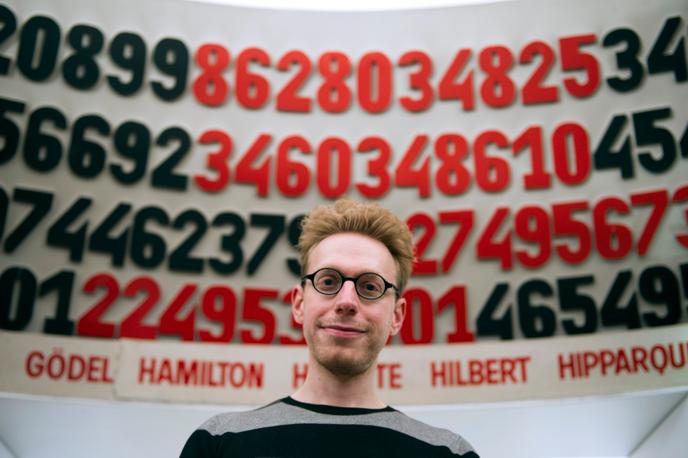 The writer, essayist and autistic British scientist Daniel Tammet, on March 14, 2013, at the Palais de la découverte, in Paris, as part of the first day of pi.