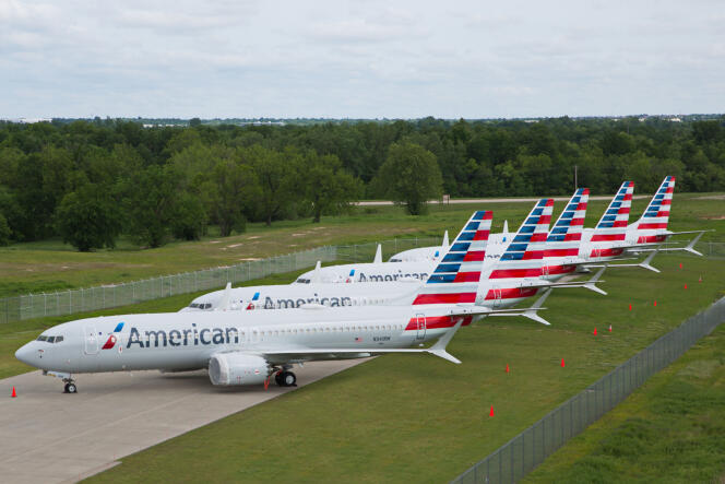 Les avions 737 MAX de la compagnie American Airlines immobilisés à Tulsa dans l’Oklahoma, le 10 mai.