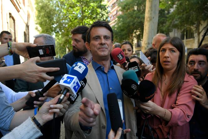 Manuel Valls le jour de l’élection municipale à Barcelone, le 26 mai 2019.