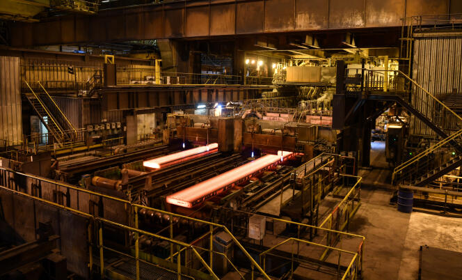 Dans l’aciérie ArcelorMittal de Dunkerque (Nord), en mars 2018.