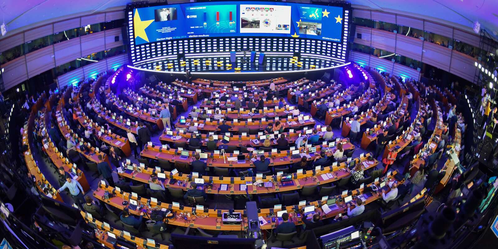 Soirée résultats au Parlement européen, à Bruxelles, le 26 mai 2019.