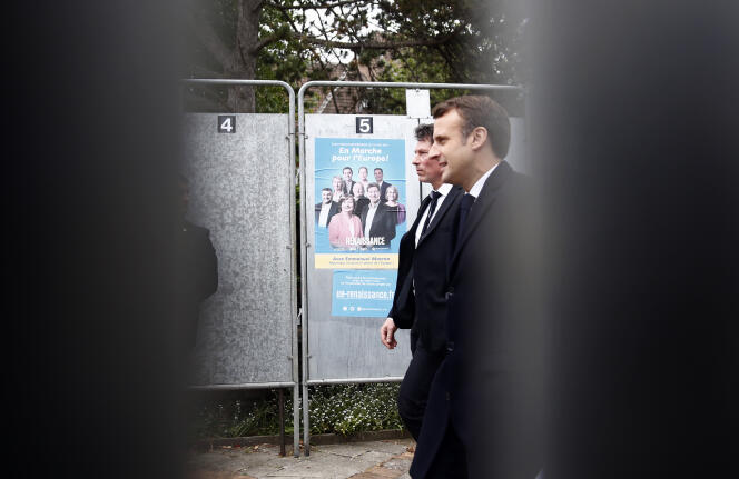 Emmanuel Macron après avoir voté lors des élections européennes, au Touquet (Pas-de-Calais), le 26 mai.