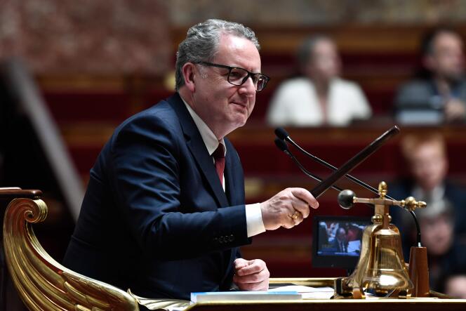 Richard Ferrand préside lors d’une séance de questions à l’Assemblée nationale à Paris, le 22 mai.