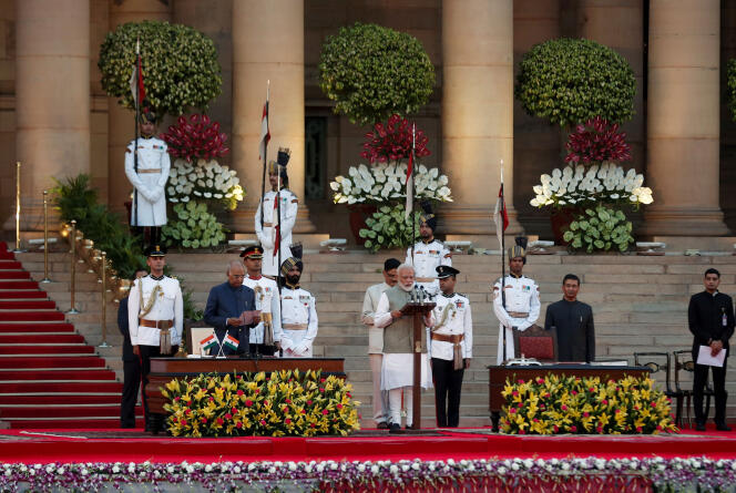Le président indien, Ram Nath Kovind, lors de la cérémonie d’investiture du premier ministre à New Delhi, le 30 mai. ADNAN ABIDI/REUTERS