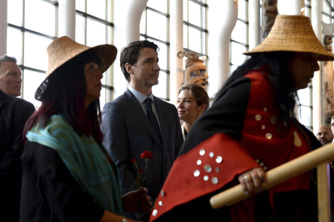 Le premier ministre, Justin Trudeau, lors de la cérémonie de présentation du rapport de la commission d’enquête publique, à Gatineau (Québec), le 3 juin.