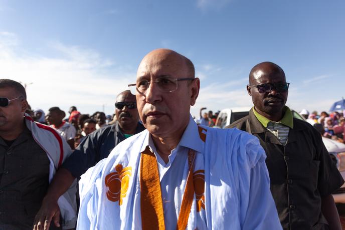 Mohamed Ould Cheikh Mohamed Ahmed, candidat de l’Union pour la République (UPR), le parti au pouvoir, à Chinguetti, le 11 avril 2019.