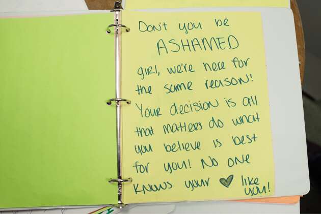 Un message d’encouragement rédigé par une patiente de la Hope Clinic for Women.