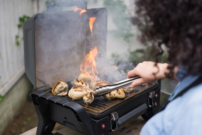 Nous avons dû gérer de petites flammes avec notre deuxième choix, le barbecue Grill2Go de Char-Broil.