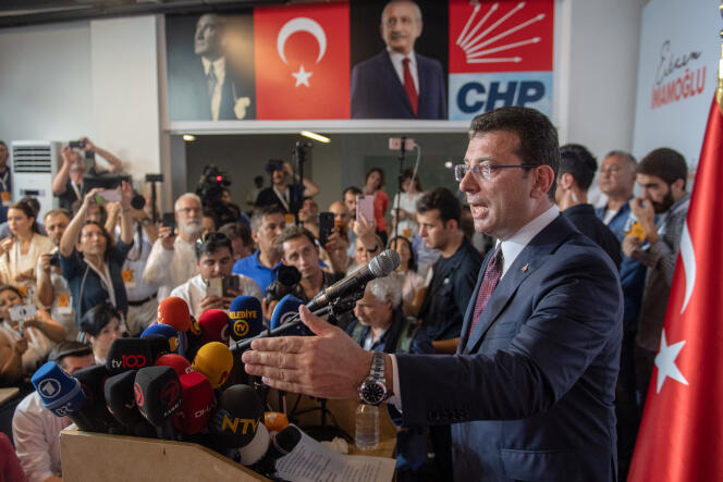 Ekrem Imamoglu, candidat de l’opposition donné vainqueur de l’élection municipale d’Istanbul, le 23 juin.