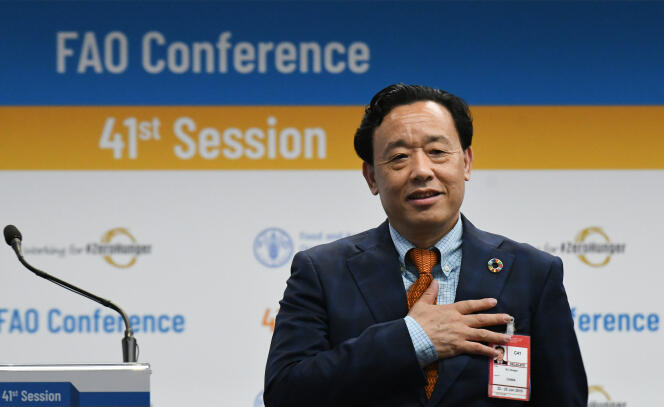 Le Chinois Qu Dongyu, nouveau directeur général de l’Organisation des Nations unies pour l’agriculture et l’alimentation (FAO), le 23 juin à Rome.