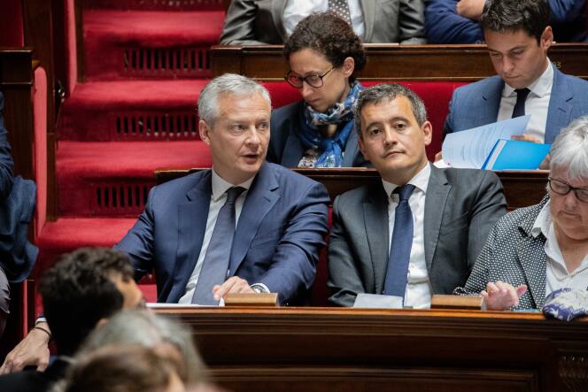 Bruno Le Maire, ministre des finances, et Gérald Darmanin, ministre de l’action et des comptes publics, à l’Assemblée nationale, le 5 juin.