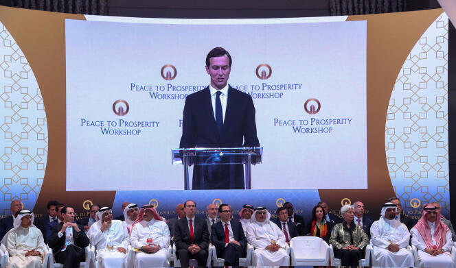 Le conseiller principal de la Maison Blanche, Jared Kushner, prend la parole lors de la conférence sur la Palestine, à Manama (Bahreïn), le 25 juin.