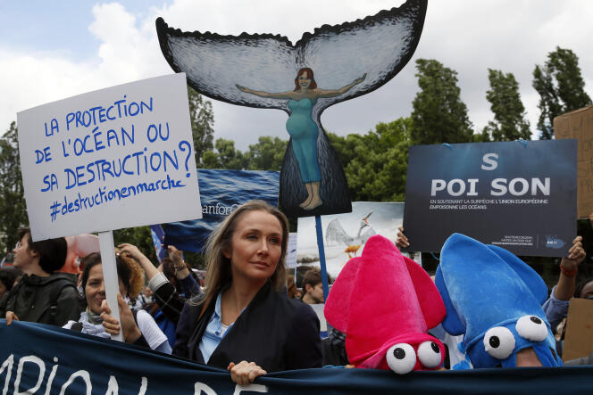 Des militants écologistes manifestent contre le changement climatique, à Paris, le 8 juin.