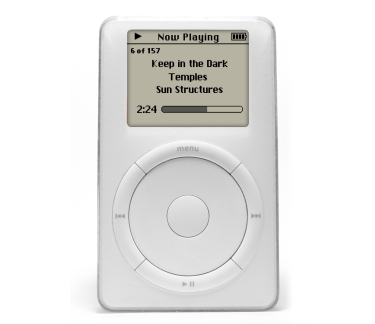 Lancé en 2001, l’iPod intègre une audacieuse roue qui permet de faire défiler les titres de musique. Sa blancheur immaculée dit beaucoup du penchant quasi mystique de Jony Ive pour la « pureté » et la « vérité » des objets.