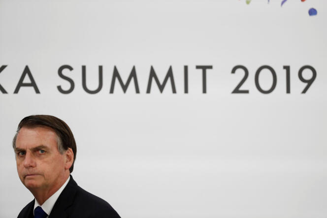 Le président du Brésil,Jair Bolsonaro, lors du G20  d’Osaka, au Japon,  le 29 juin.