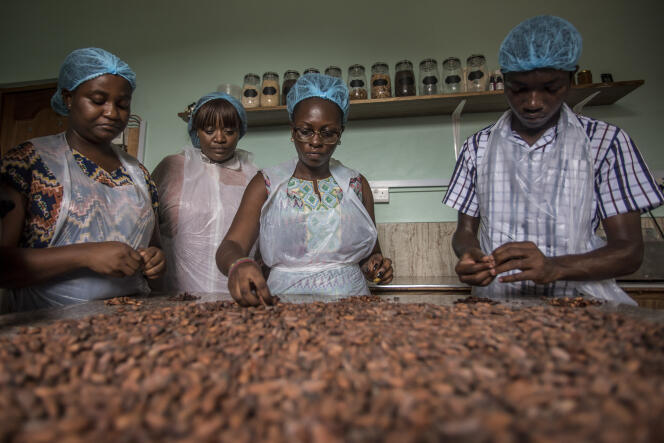 Dans l’atelier de cacao de la marque The Sweet Art Company, à Accra, capitale ghanéenne, le 28 juin 2019.