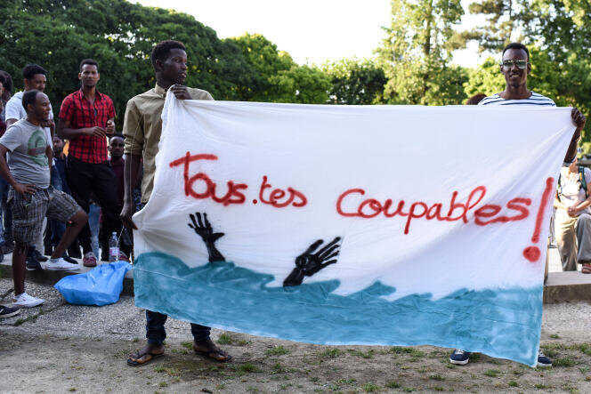 Le 3 juillet 2019, manifestation de migrants à Nantes, en France.