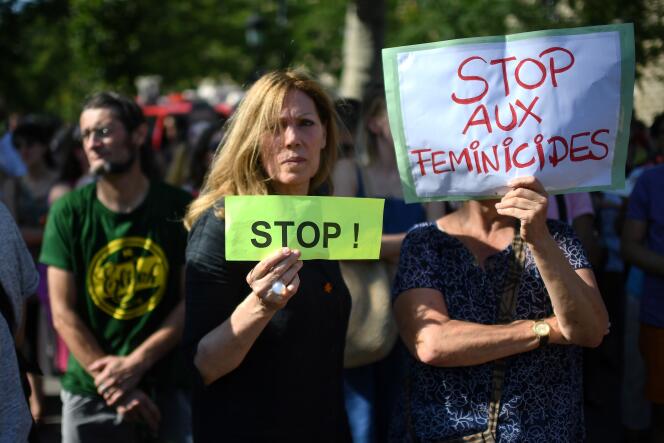 Mobilisation contre les violences conjugales à Paris, le 6 juillet.
