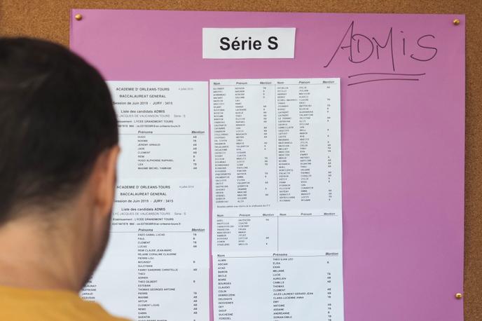 A high school student looks at the results of the vat 2019 in Tours on July 5th.