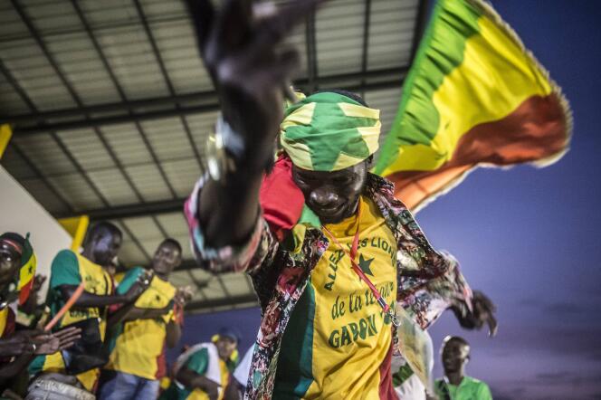 Supporteurs des Lions de la Teranga du Sénégal lors de la CAN 2017 au Gabon.