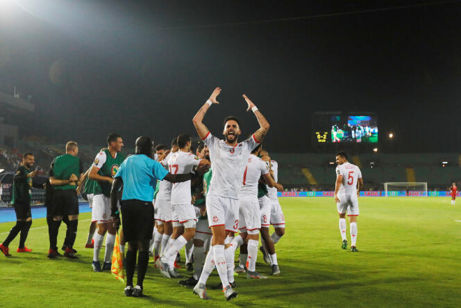 L’Aigle de Carthage Youssef Msakni au stade Al-Salam du Caire, le 11 juillet 2019 lors du match de quart de finale contre Madagascar.