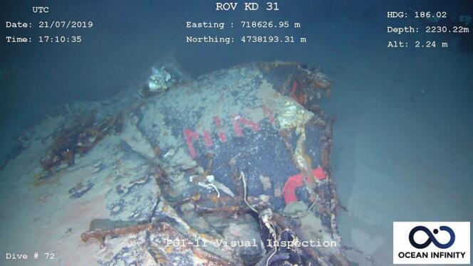 Image de l’épave de la « Minerve » qui a été retrouvée à 2 350 mètres de profondeur, au large de Toulon, le 22 juillet.