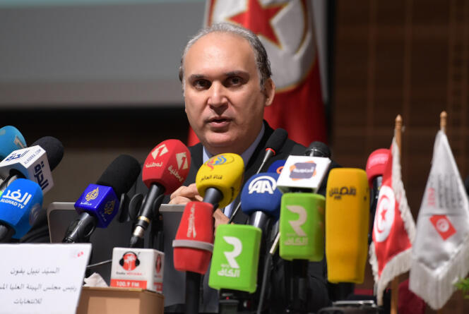 Nabil Baffoun, président de l’Instance supérieure indépendante pour les élections (ISIE), annonçant à Tunis le calendrier électoral dans prochains mois en Tunisie, le 30 juillet 2019.