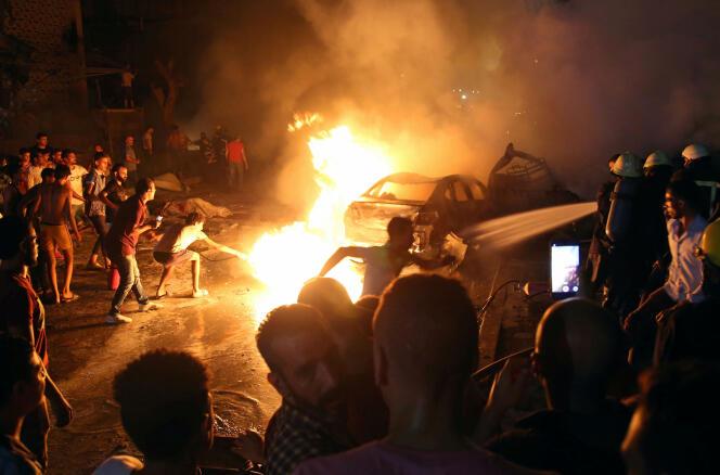 L’explosion près de l’Institut national du cancer du Caire ayant causé la mort d’au moins 20 personnes, le 4 août.