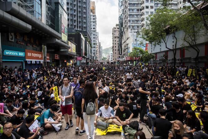 Pendant le mouvement de grève générale à Hongkong, lundi 5 août 2019.