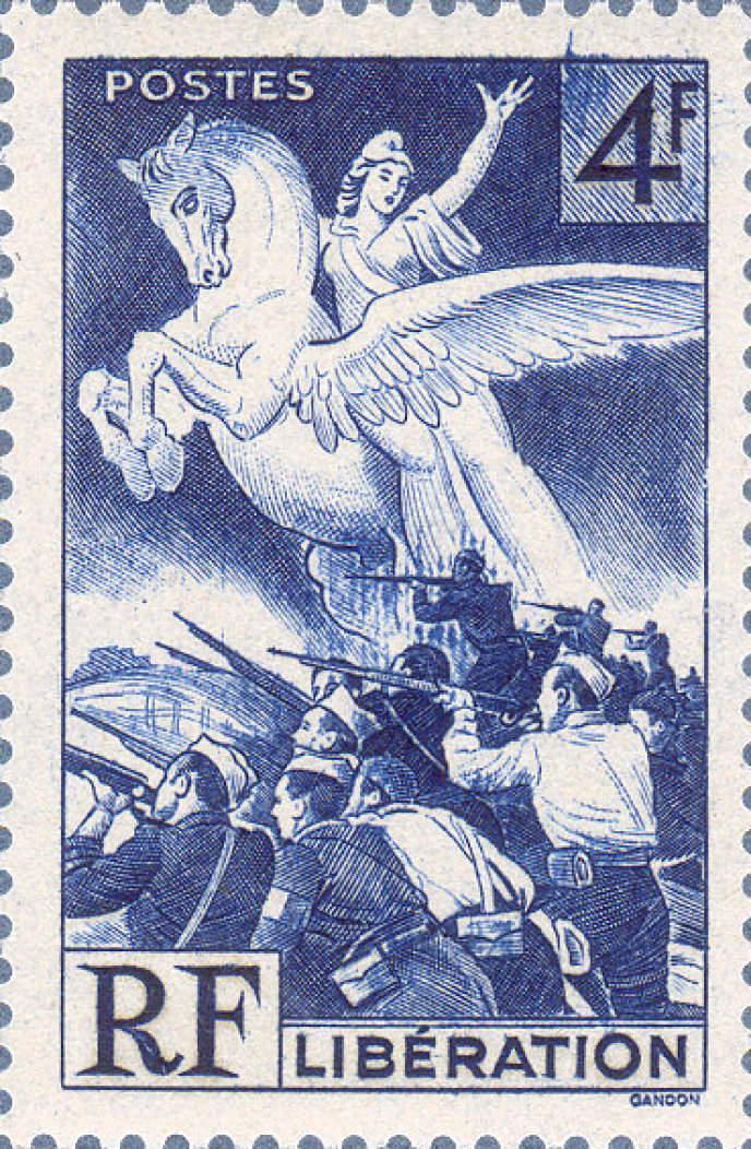 Un timbre dessiné et gravé par Pierre Gandon, paru le 16 janvier 1945 tiré à 7 592 000 exemplaires.