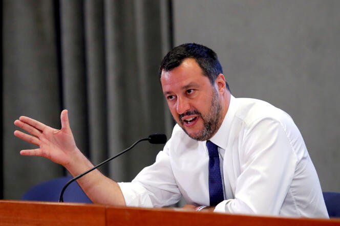Matteo Salvini, lors d’une conférence de presse à Rome, le 15 juillet.