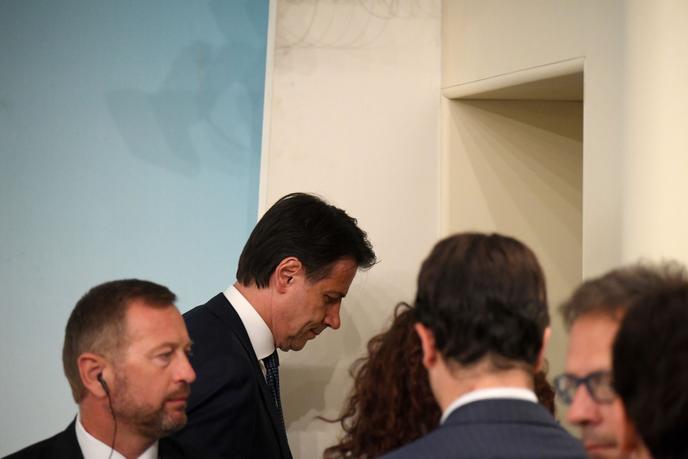 Il Primo Ministro italiano Giuseppe Conte a Palazzo Chigi a Roma, 8 agosto.